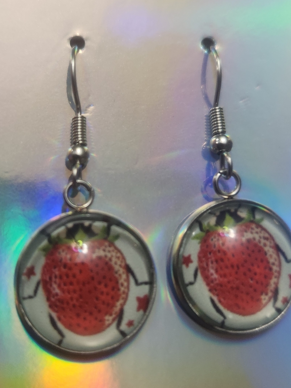 Strawberry Ladybug Dangle Earrings - Women's Jewelry